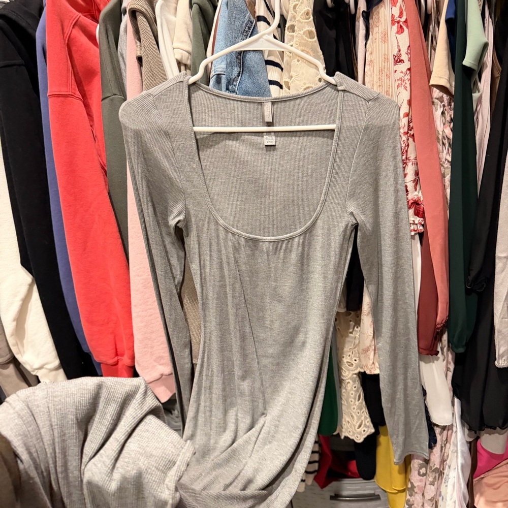 Skims Gray Long Sleeve Dress